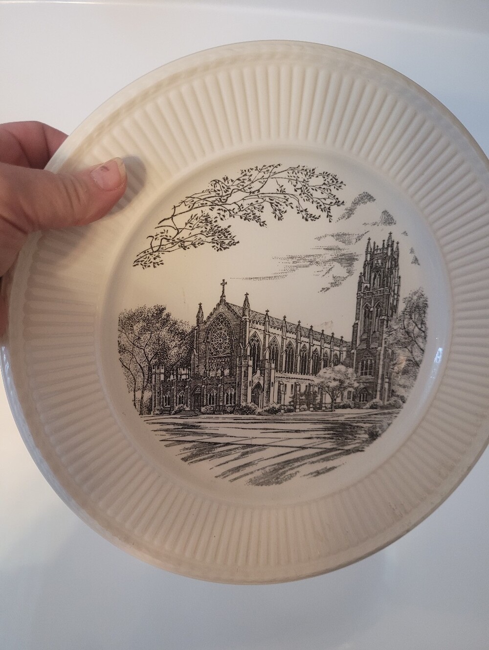 Ivory Ceramic Decorative Dinner Plate with ALL SAINTS CHAPEL- Illustration....